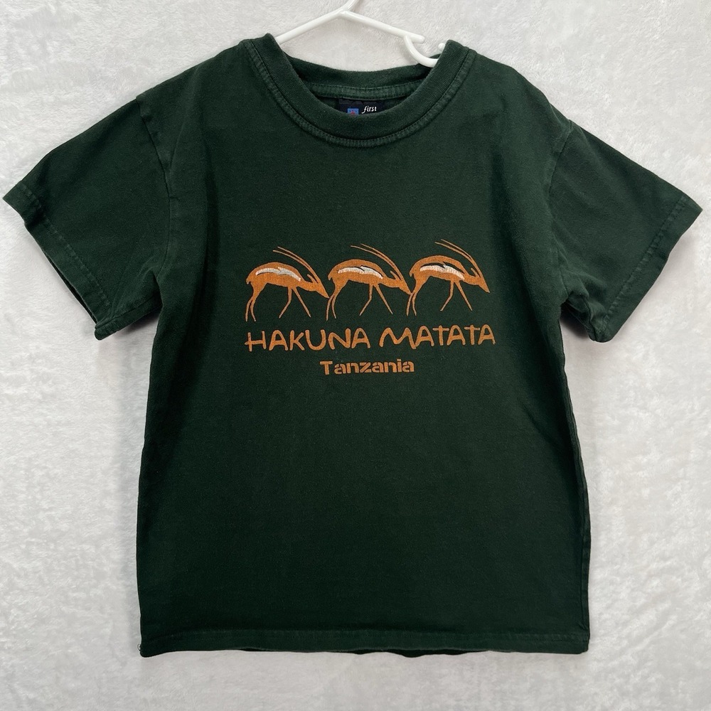 First Light Hakuna Matata Tanzania Shirt Kids 9-10Y Natural Cotton Safari